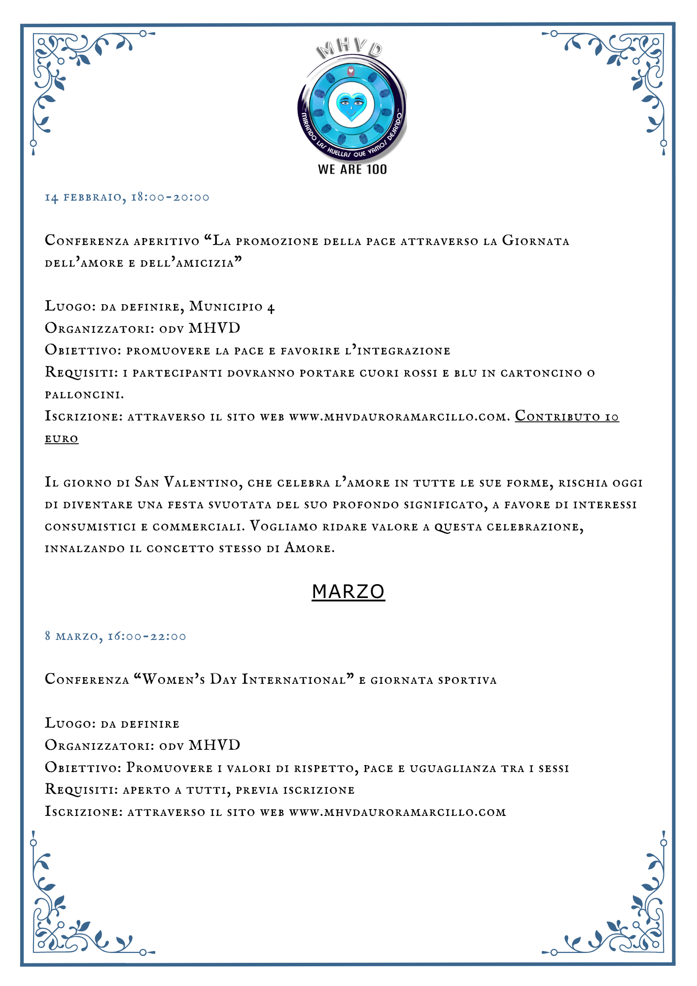 Calendario attività MHVD 2025