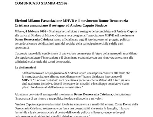 Comunicato stampa l’associazione MHVD e il movimento Donne Democrazia  Cristiana annunciano il sostegno ad Andrea Caputo Sindaco