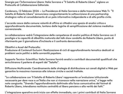 Milano, nasce l’asse per l’informazione libera: il Presidente Caputo unisce Italia Sovrana e «Il Salotto di Roberto Libero»